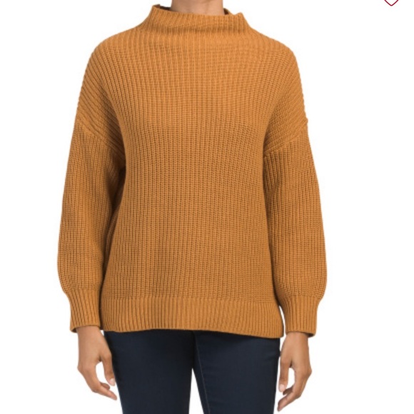 Color curry funnel neck cotton shaker stitch sweater - Picture 3 of 4